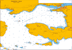 Adriatic Sea. Croatia. Trogirski Zaliv. Digital nautical charts for marine navigation.